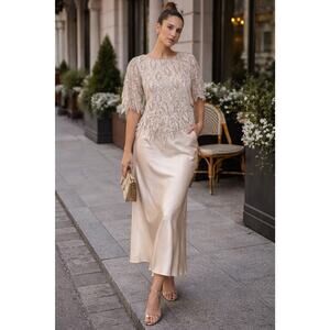 Vintage Scala Beaded Silk Top | 1990s | Sequin Evening Blouse | Medium